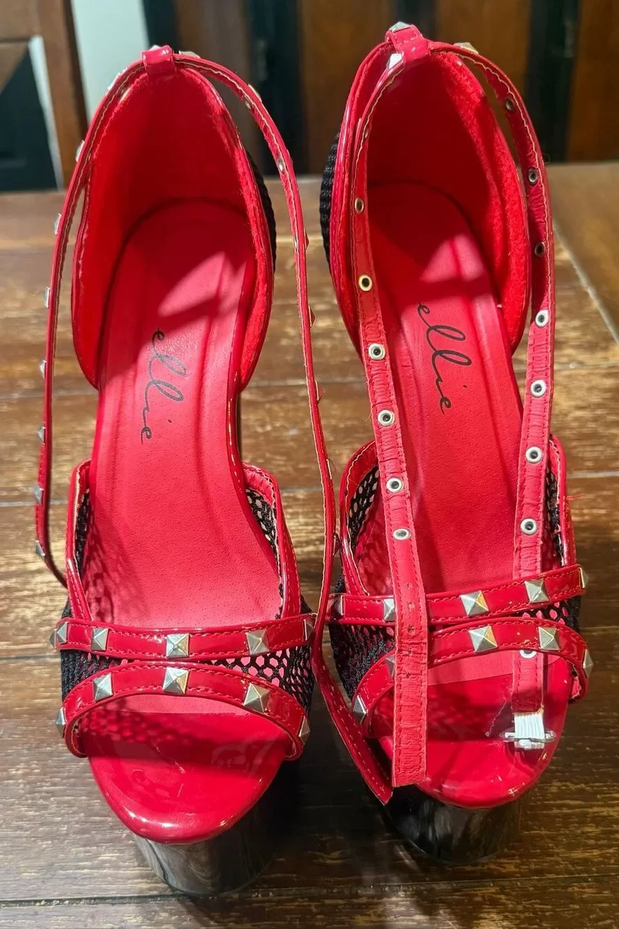 Ellie Shoes Women's 709-SLEEK-RED-10 Heeled Sandal, 10 New